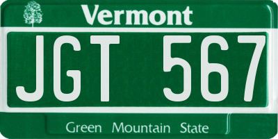 VT license plate JGT567