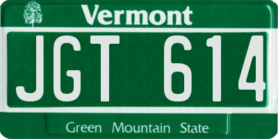 VT license plate JGT614
