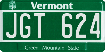 VT license plate JGT624