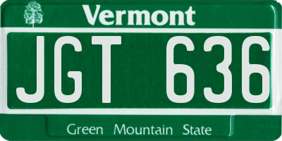 VT license plate JGT636