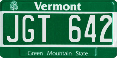 VT license plate JGT642