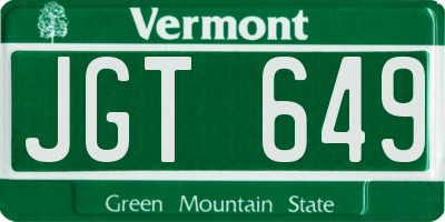 VT license plate JGT649