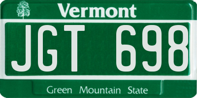VT license plate JGT698