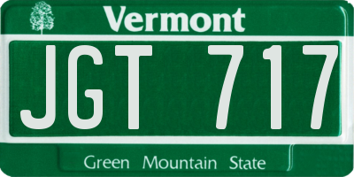 VT license plate JGT717
