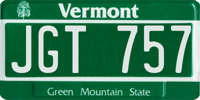 VT license plate JGT757