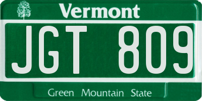 VT license plate JGT809