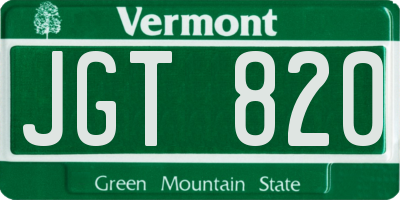 VT license plate JGT820