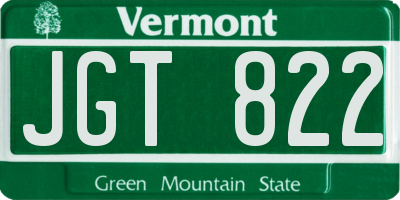 VT license plate JGT822