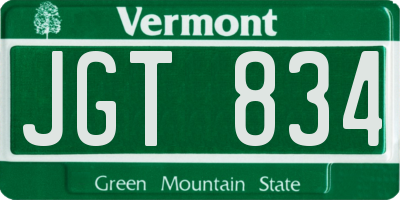 VT license plate JGT834