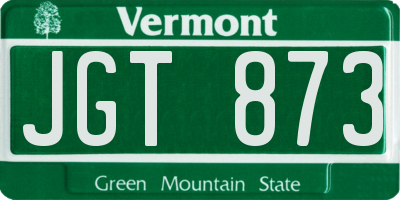VT license plate JGT873