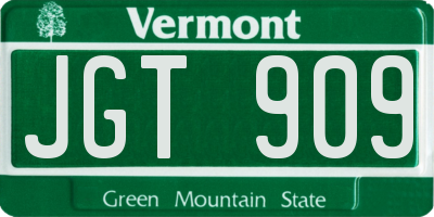 VT license plate JGT909