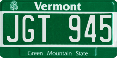 VT license plate JGT945