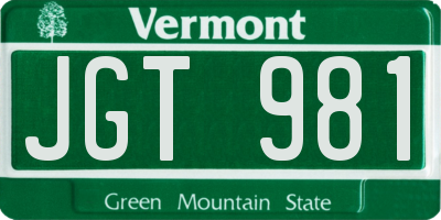 VT license plate JGT981