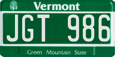 VT license plate JGT986
