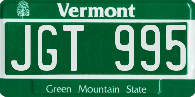 VT license plate JGT995