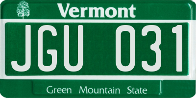 VT license plate JGU031