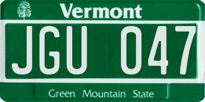 VT license plate JGU047