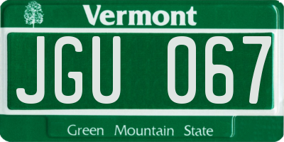 VT license plate JGU067