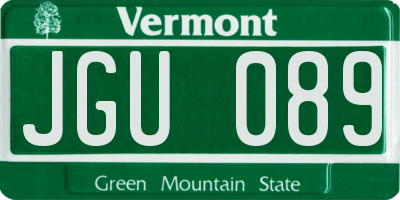 VT license plate JGU089