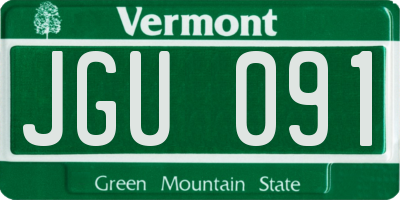 VT license plate JGU091