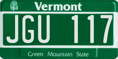 VT license plate JGU117