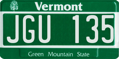 VT license plate JGU135