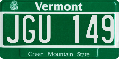VT license plate JGU149