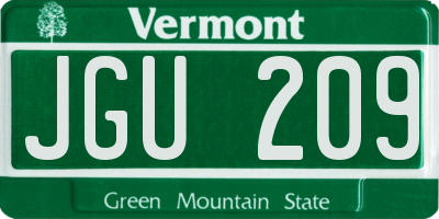 VT license plate JGU209