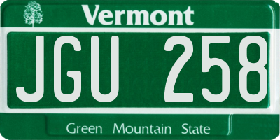 VT license plate JGU258
