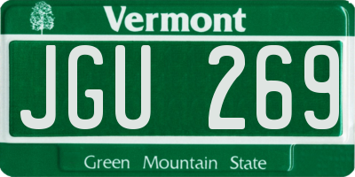 VT license plate JGU269
