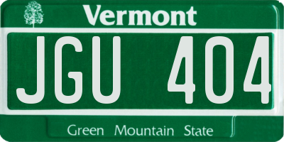 VT license plate JGU404