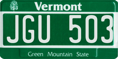 VT license plate JGU503
