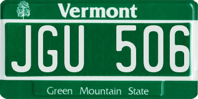 VT license plate JGU506