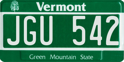 VT license plate JGU542