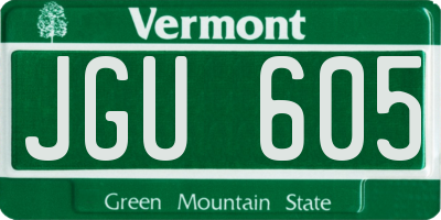 VT license plate JGU605