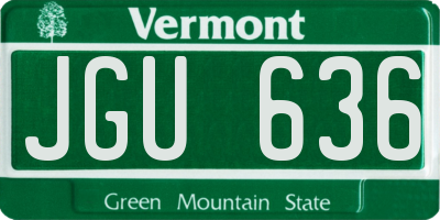 VT license plate JGU636