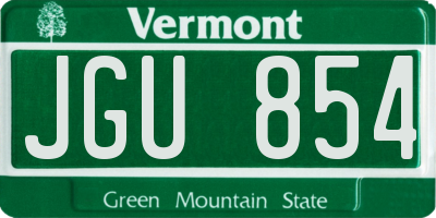 VT license plate JGU854