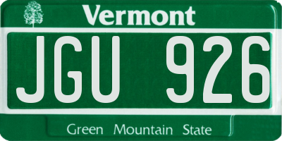 VT license plate JGU926