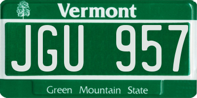 VT license plate JGU957