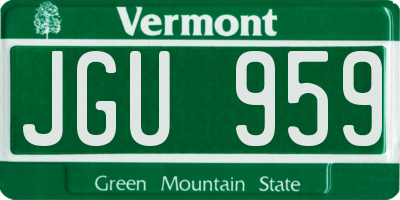 VT license plate JGU959