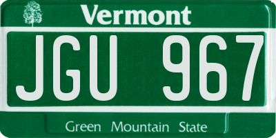 VT license plate JGU967