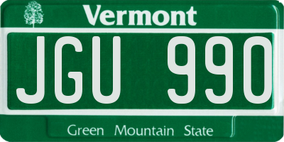 VT license plate JGU990
