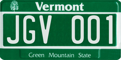 VT license plate JGV001