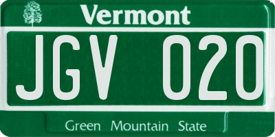 VT license plate JGV020