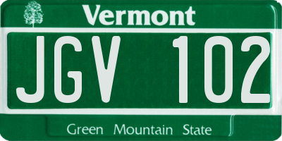 VT license plate JGV102