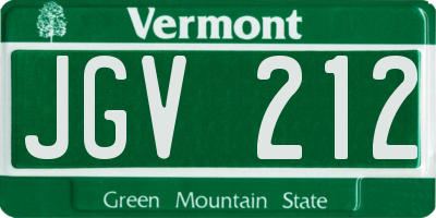 VT license plate JGV212