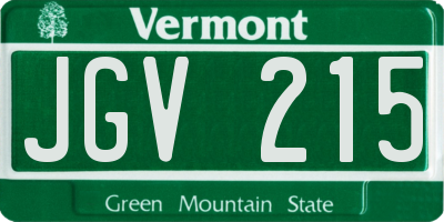 VT license plate JGV215
