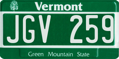 VT license plate JGV259