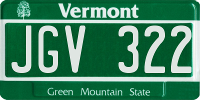 VT license plate JGV322