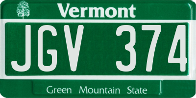 VT license plate JGV374